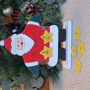 Santa Christmas Countdown Painted Wood